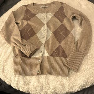 Old Navy earth tone cardigan clear jewel buttons and threaded with gold …